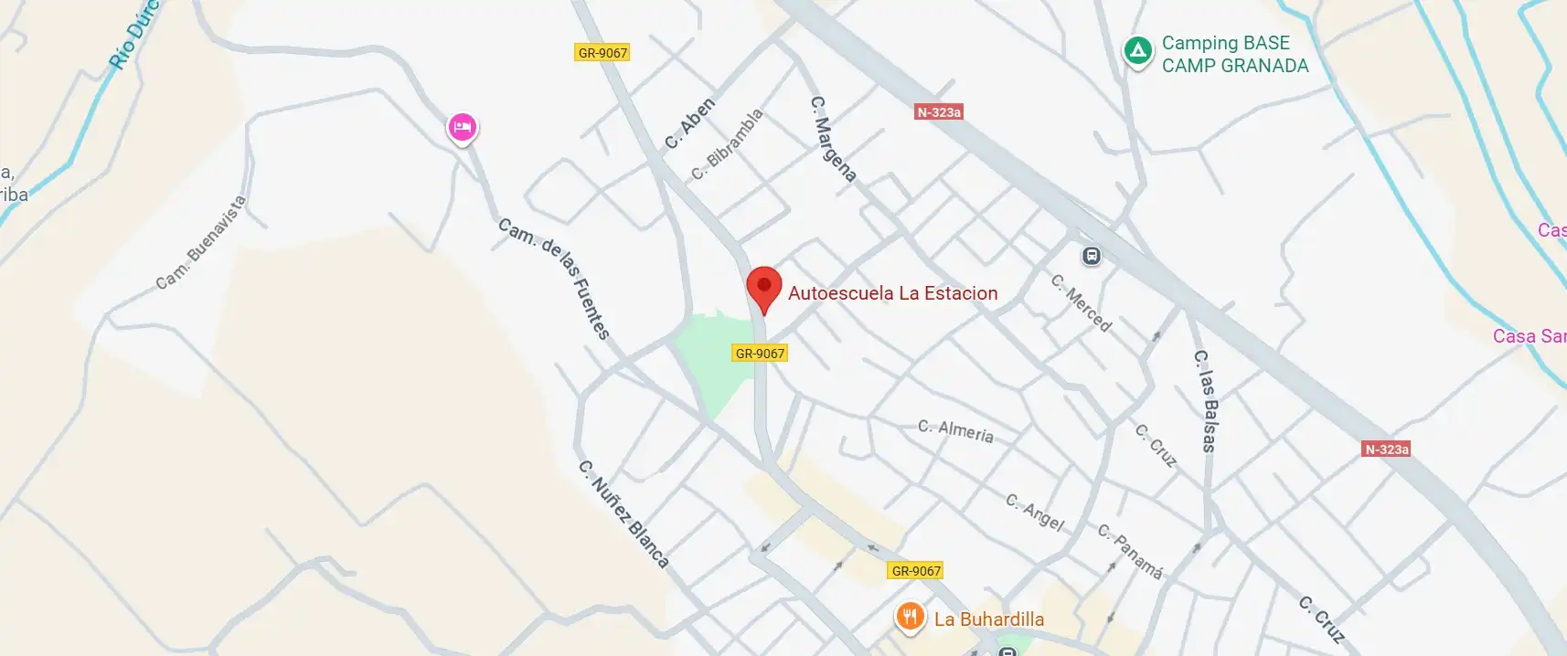 Imagen capturada de Google Maps que muestra la ubicación de la autoescuela la Estación